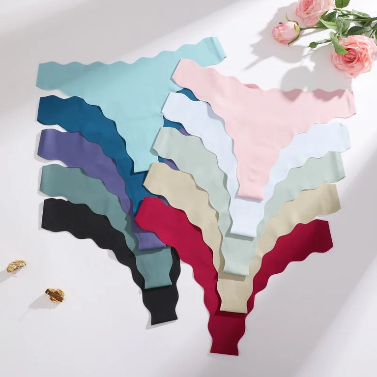 6pc Ice Silk Thongs | Traceless Wave Edge G-Strings