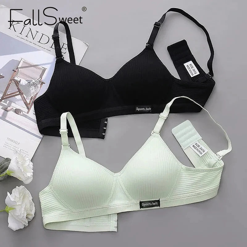 Cotton Wireless Bra – Seamless V-Shape Gathering for AB Cups