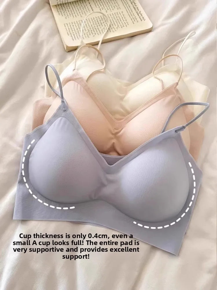 Summer V-Neck Seamless Bralette | Gathered No-Trace Comfort