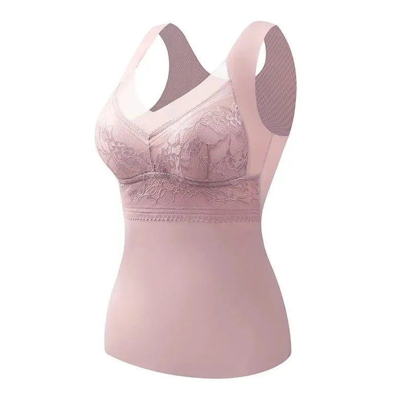 1pcs Woman Thermal Underwear Thermo Lingerie Winter Soft Warm Top Wear Thermo Vest  Undershirt Intimate Lace with Bra Padded