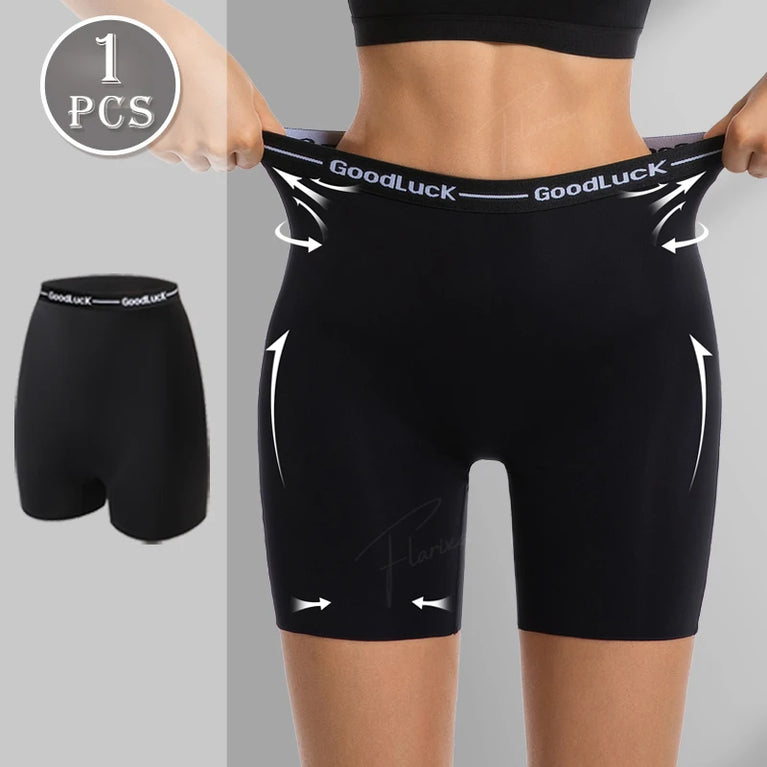 High-Waist Ice Silk Safety Shorts | Anti-Chafing & Invisible Under-Dress Boxer