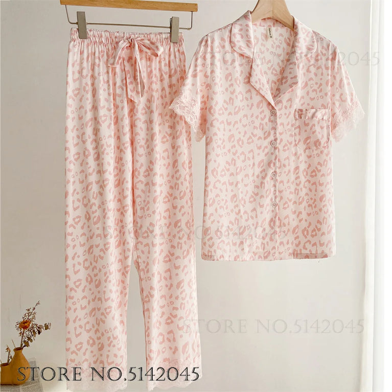 Elegant Floral Satin Pajama Set | Long Sleeve Summer Sleepwear