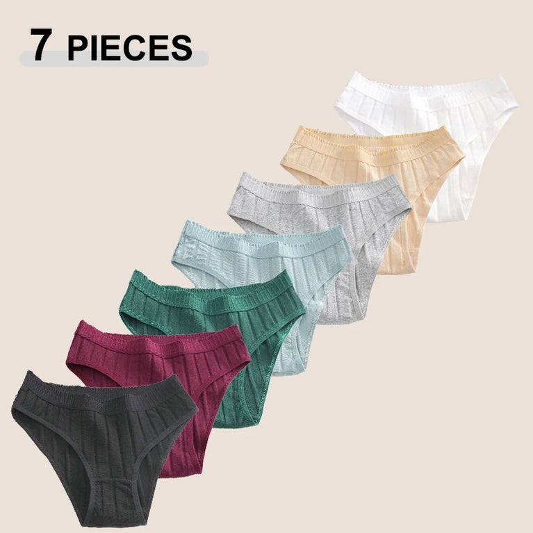 7pc Cotton Briefs | Seamless Mid-Rise Stripe Set
