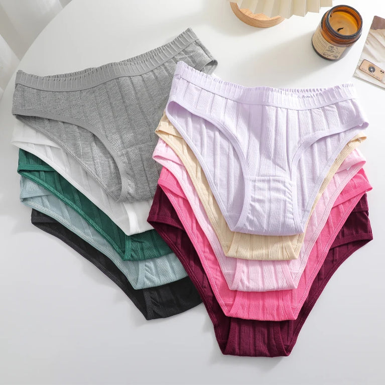 7pc Cotton Briefs | Seamless Mid-Rise Stripe Set
