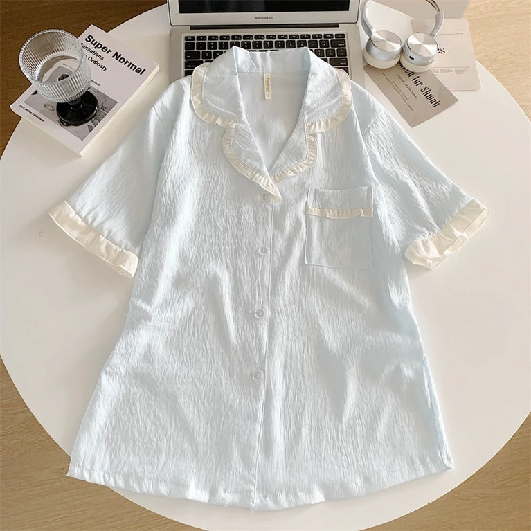 Women’s 3pc Cloud Cotton Loungewear Set | Blue Summer PJs