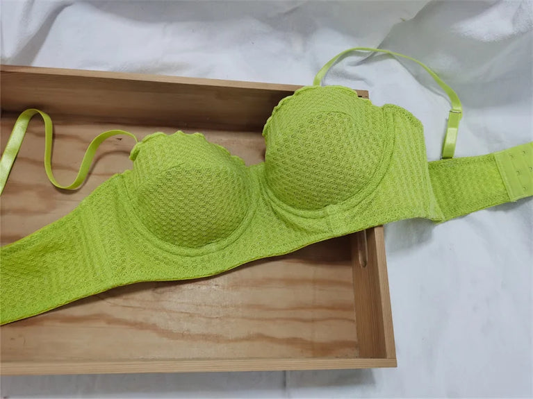 French 1/2 Cup Push-Up Bra Set | Fluorescent Lace Lingerie