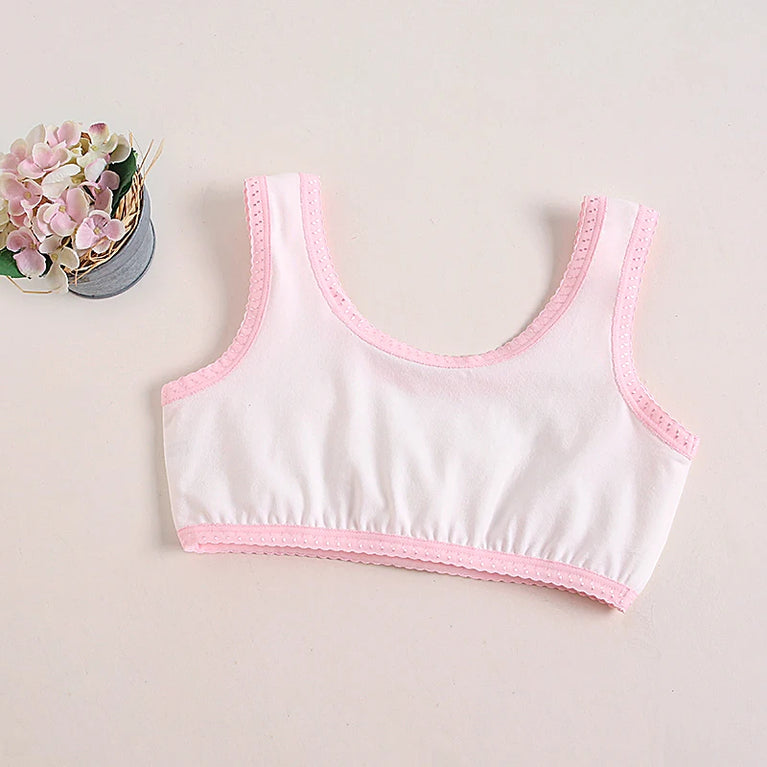 Girls' Purple Floral Cotton Training Bra Set