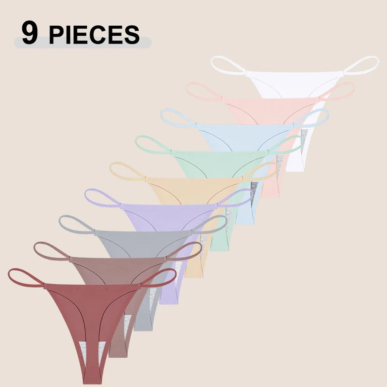 9pc Ice Silk Thongs | Traceless Ultra-Thin G-Strings
