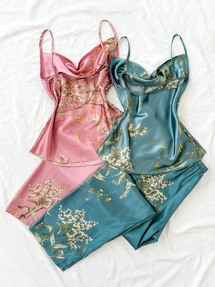 Women’s Sexy V-Neck Pajama Set | Sleeveless Cami & Pants