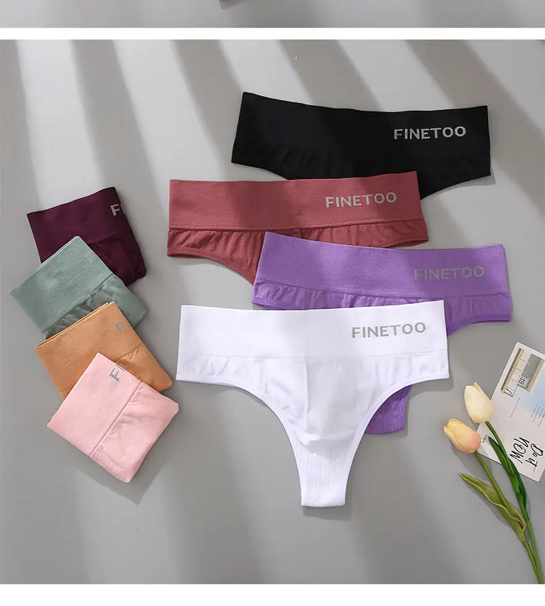5-Pcs High-Waist Stretchy Thongs – Breathable Seamless G-String Set for Women (M-2XL)