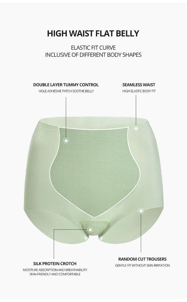Seamless High-Waist Briefs (3-Pack) – Breathable Ice Silk & Silk Protein Shapewear