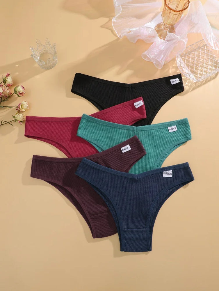 7pc Waffle Cotton Briefs | Sexy V-Waist Brazilian Set