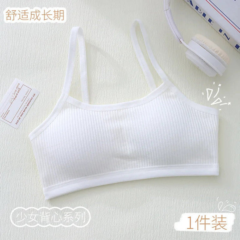 Ribbed Cotton Training Bra | Soft Girls' Sports Vest