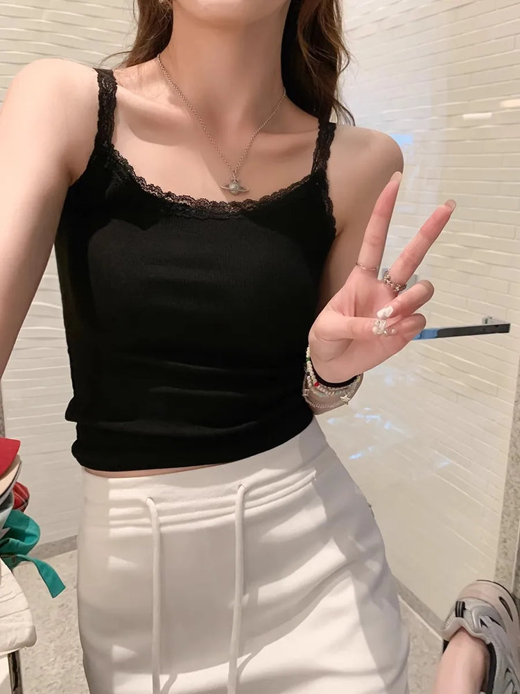 Asymmetric Lace Crop Top | Sweet & Spicy Summer Cotton Vest