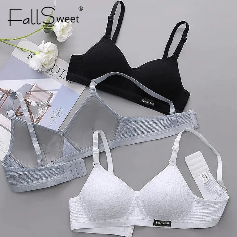 Cotton Wireless Bra – Seamless V-Shape Gathering for AB Cups