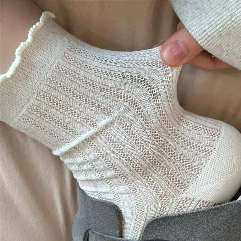 Women Hollow Out Loose Cotton Socks Breathable Summer Style