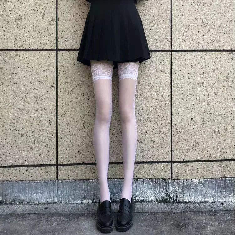 Women Over The Knee Lace Thigh High Socks Transparent Hosiery