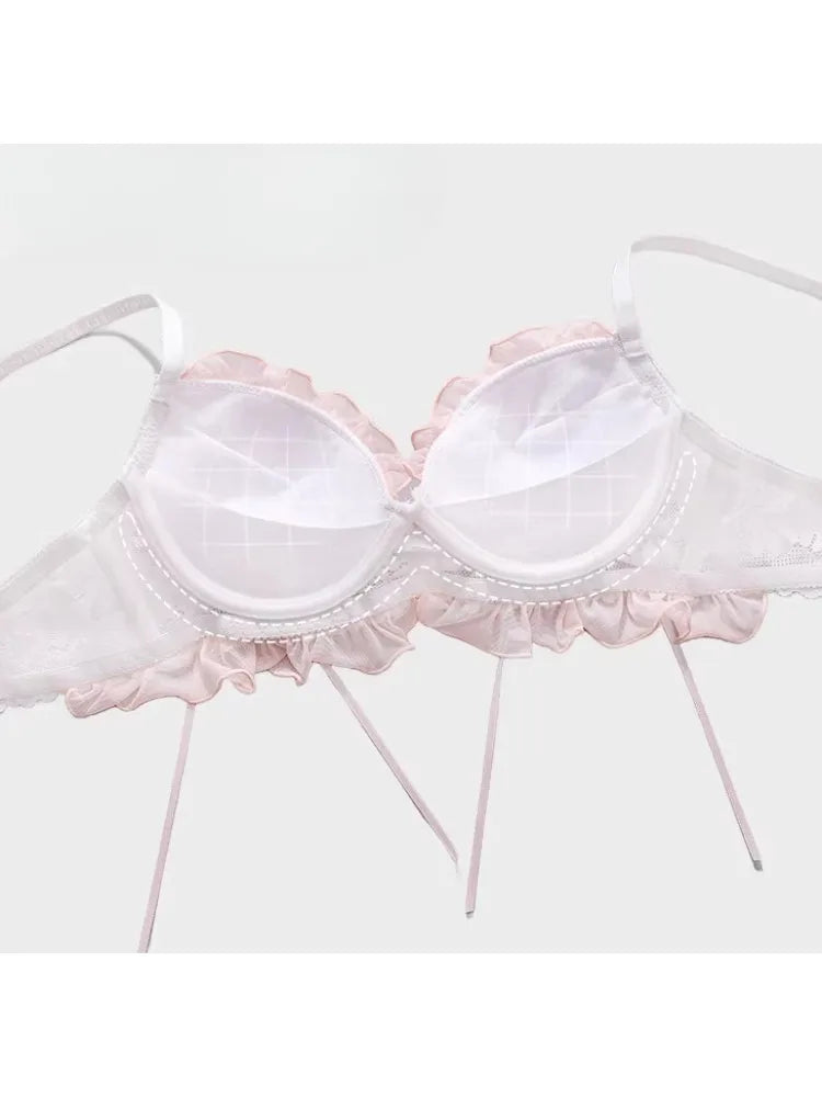 French Butterfly Lace Bra Set | Wire-Free Push-Up Lingerie