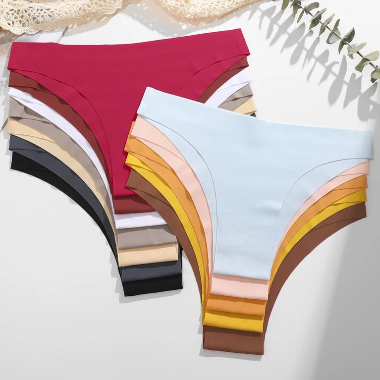 3pc Ice Silk Bikini Set | Seamless Low-Waist Briefs