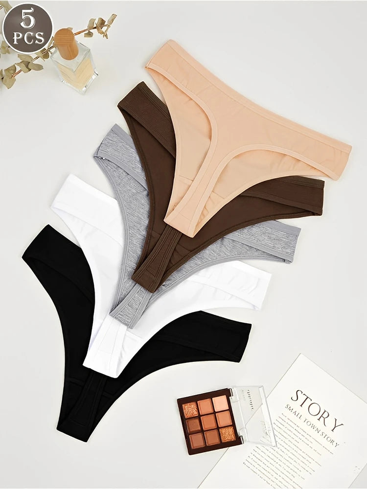 Comfort Cotton G-Strings (5-Pack) – Low-Rise Breathable T-Back Thongs