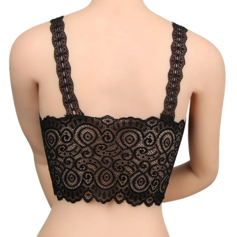 Lace Crochet Padded Bralette | Sexy V-Neck Modal Tank Top