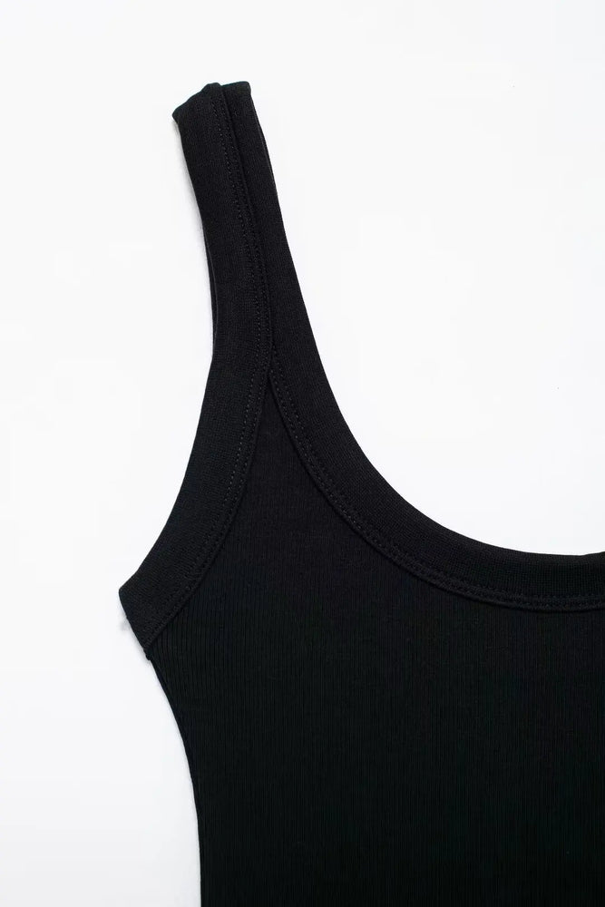 Ribbed Backless Bodysuit | Sexy O-Neck Snap Playsuit