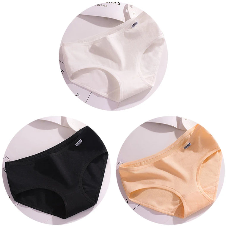 3pc Pure Cotton Briefs | Skin-Friendly Mid-Rise Comfort Set