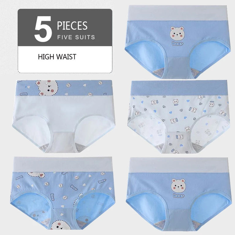 5pc High-Waist Cotton Briefs | Lace Body Shaper Set