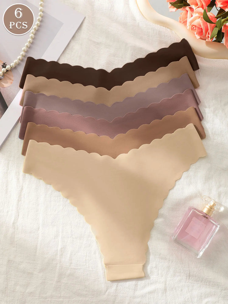 6pc Seamless Wavy Edge Briefs | Sexy Soft Triangle Panties