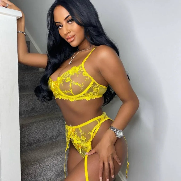 Solid Embroidery Underwire Bra & Brief Set – Sexy Unlined Lingerie