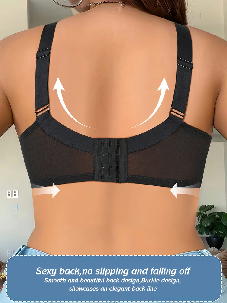 High-Support Floral Lace Plus-Size Bra – Full Coverage & Push-Up Support