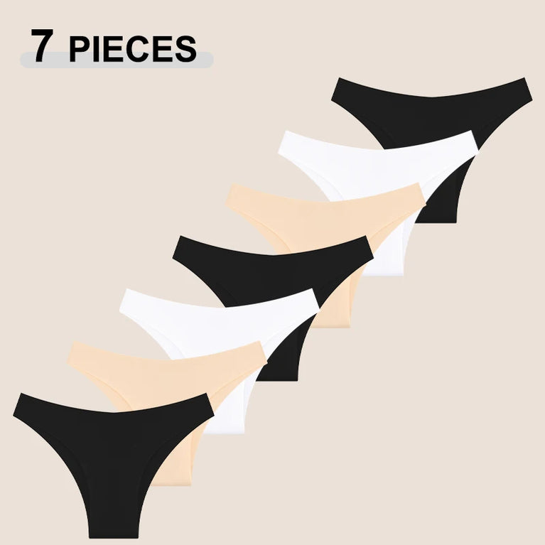 7pc Ice Silk Bikini Set | Seamless Low-Waist Briefs