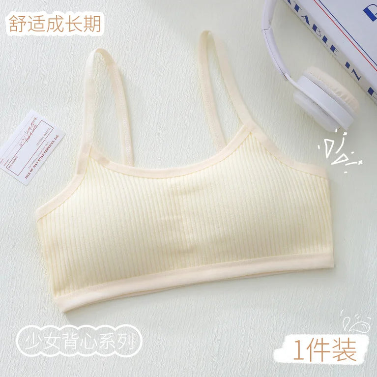 Ribbed Cotton Training Bra | Soft Girls' Sports Vest