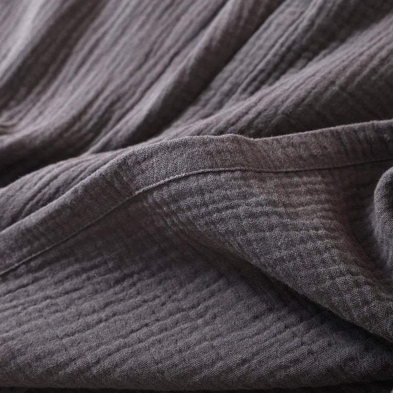 2026 Japanese Style 100% Cotton Crepe Robe – Breathable Summer Couple’s Kimono Bathrobe & Thin Sleeping Gown