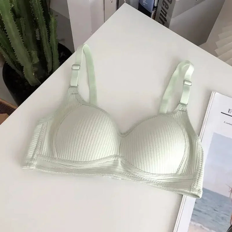 Seamless Cotton V-Neck Bralette | Wireless Summer Push-Up