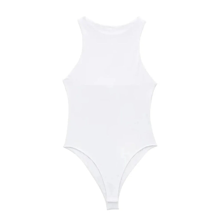 Halter Neck Skinny Bodysuit | Sexy Sleeveless Snap-Button Playsuit