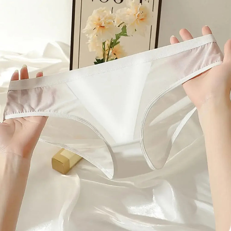 Sexy Mesh Ice Silk Briefs – Low-Rise Seamless Breathable Panties