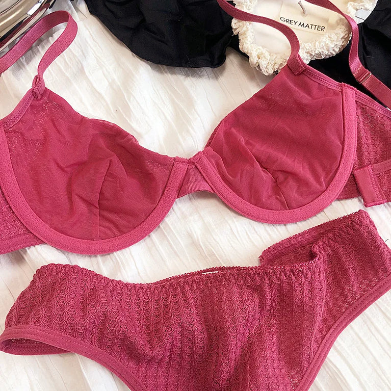 Plunge Push Up Wire-Free Bra & Brief Set – Seamless Sexy Lingerie