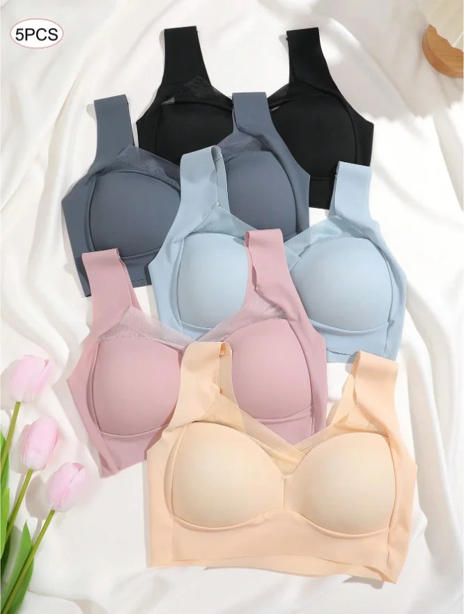 Seamless Lace Sport Bra – Wireless Push-Up Comfort