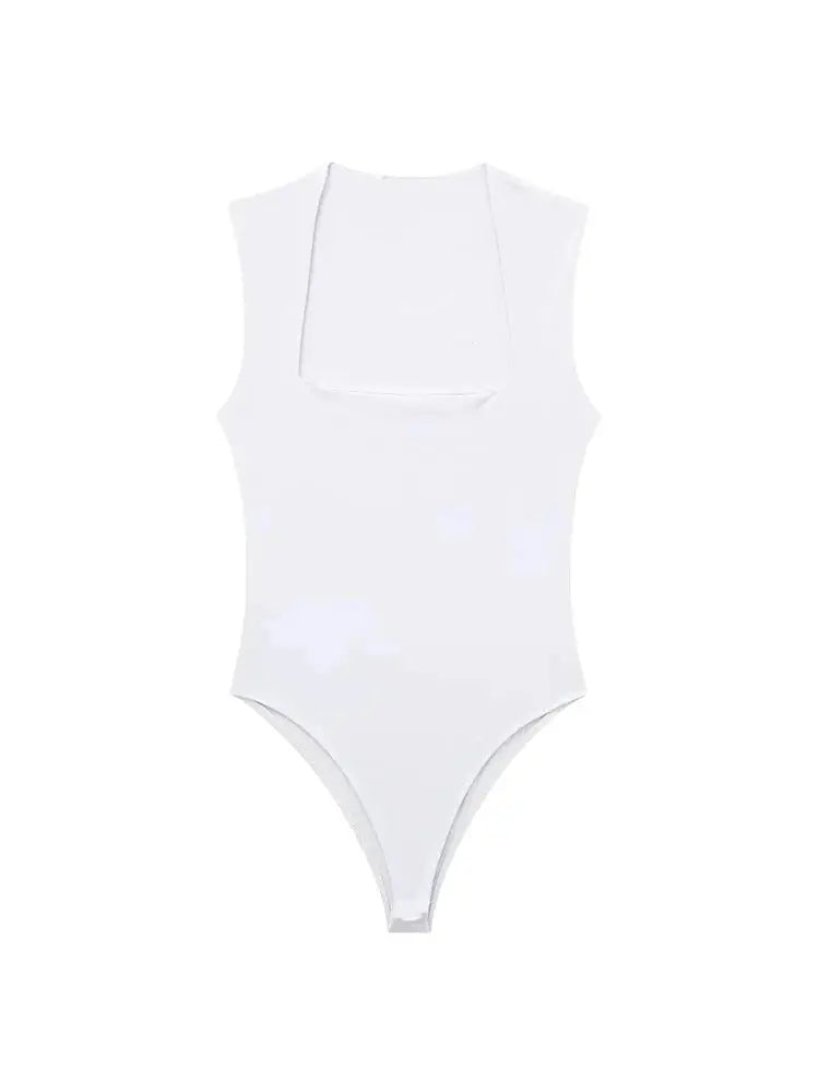 Square Neck Sleeveless Bodysuit | Sexy Fashion Skinny Playsuit