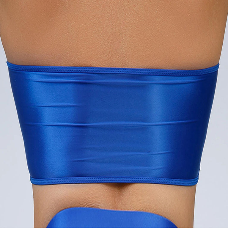 Gemini said Oil Glossy Shiny Strapless Crop Top – High-Stretch Rave Bandeau