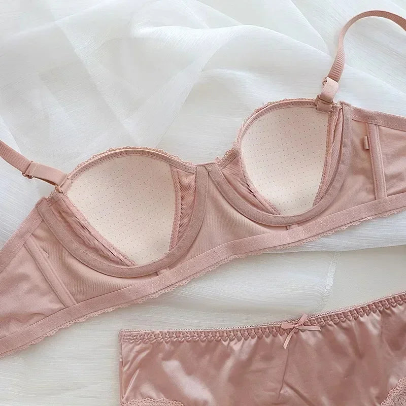 Luxury Satin Deep V Bra | Soft Steel-Free Push-Up Lingerie