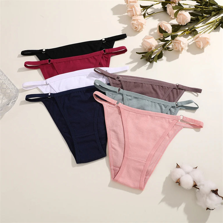 4pc Cotton Briefs | Sexy Metal Ring Low-Waist Set