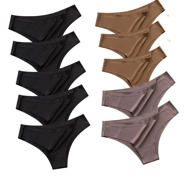 Seamless Ice Silk Briefs (10-Pack) – Low-Rise Ultra-Thin Performance Panties