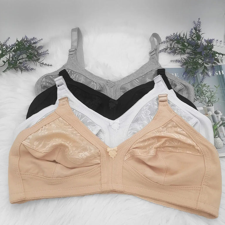 Bamboo Fiber Wireless Bra – Full Coverage Lace Comfort