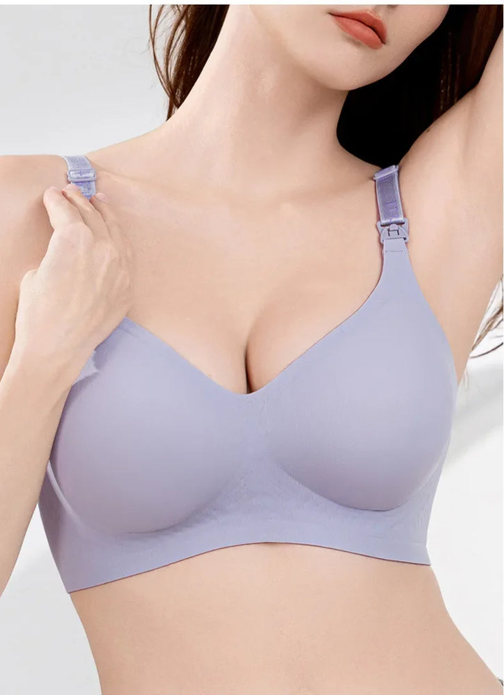 Seamless Letter-Strap Nursing Bra | Anti-Sagging Summer Fit