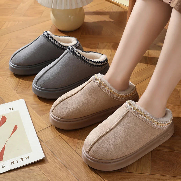 Plush Winter Platform Slippers | Warm Non-Slip Home Shoes