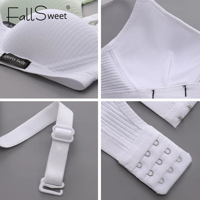 Cotton Wireless Bra – Seamless V-Shape Gathering for AB Cups