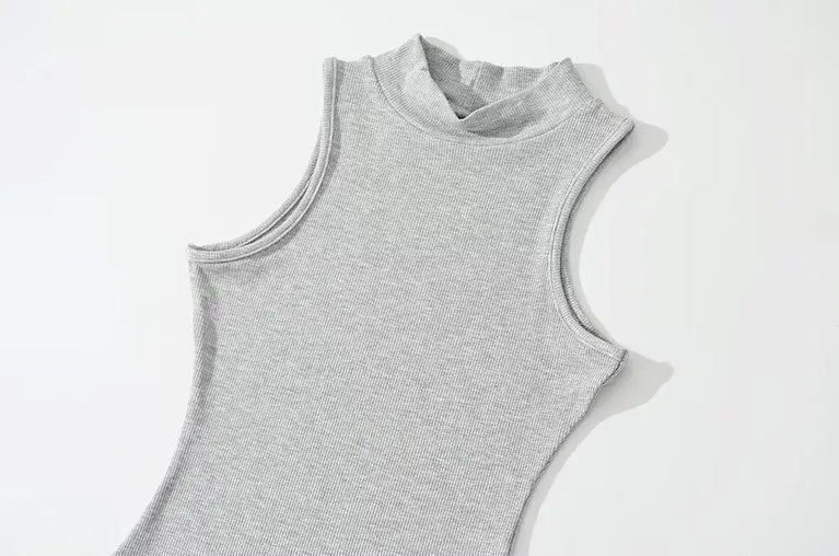 Turtleneck Sleeveless Knit Bodysuit | Summer Y2K High-Stretch Slim Fit