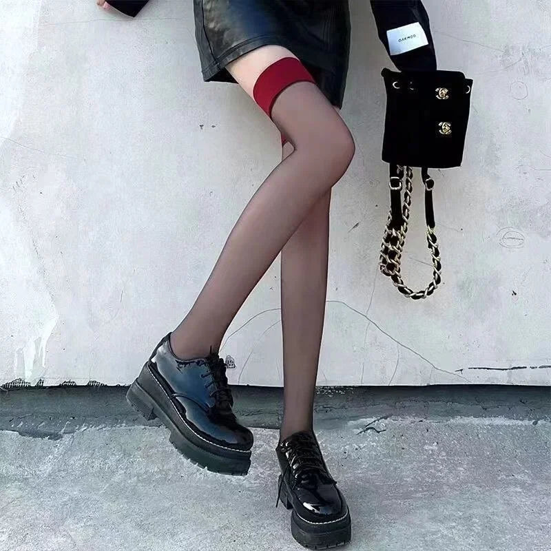 Women Over The Knee Lace Thigh High Socks Transparent Hosiery